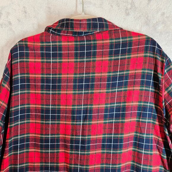 Old Navy Red Navy Plaid Flannel Pajama Set 3X Button-Up Top Drawstring Pants - Picture 5 of 13